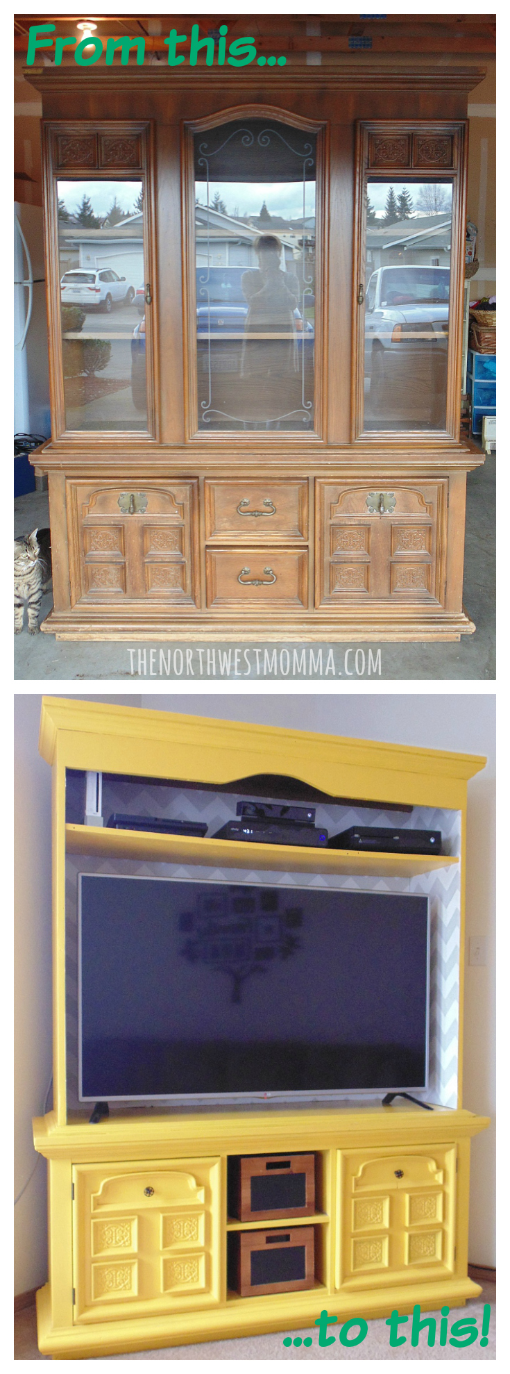 DIY Repurposed China Hutch into a TV Stand!